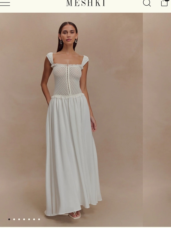 Meshki Dresses & Skirts - Meshki Ivory Smocked Corset Maxi Dress